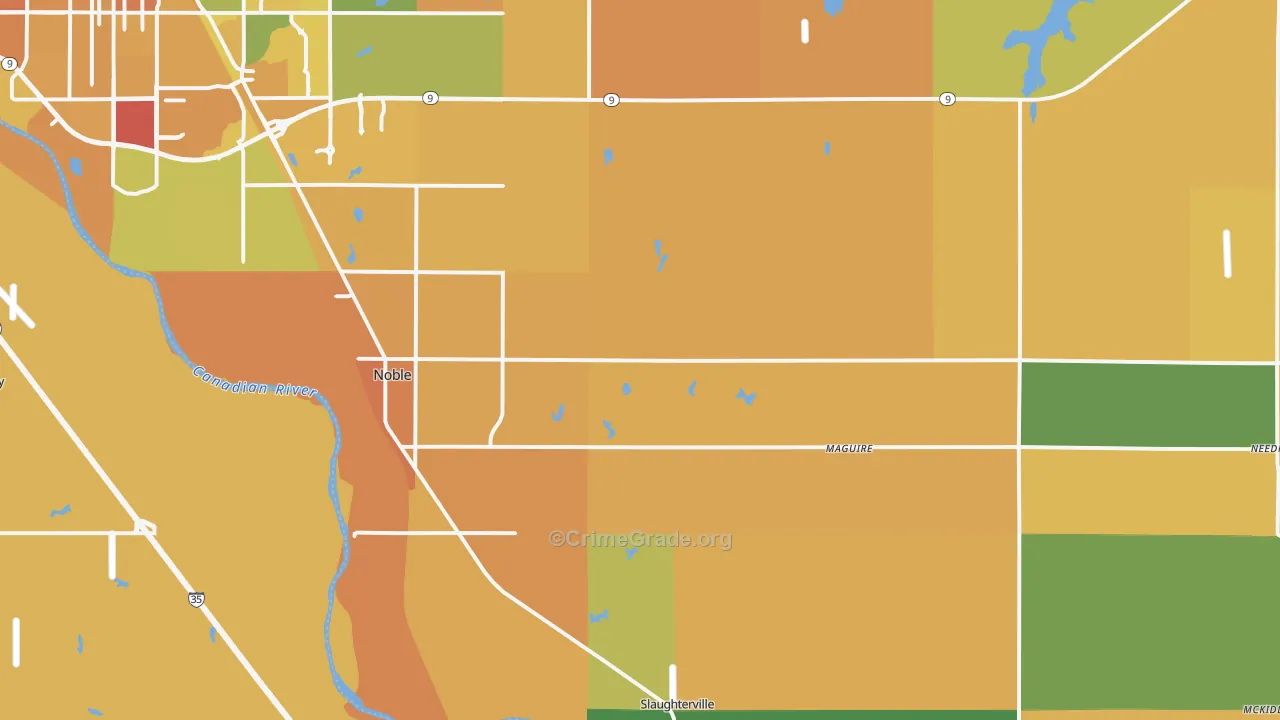 Noble, OK Map of Vehicle Theft Rates