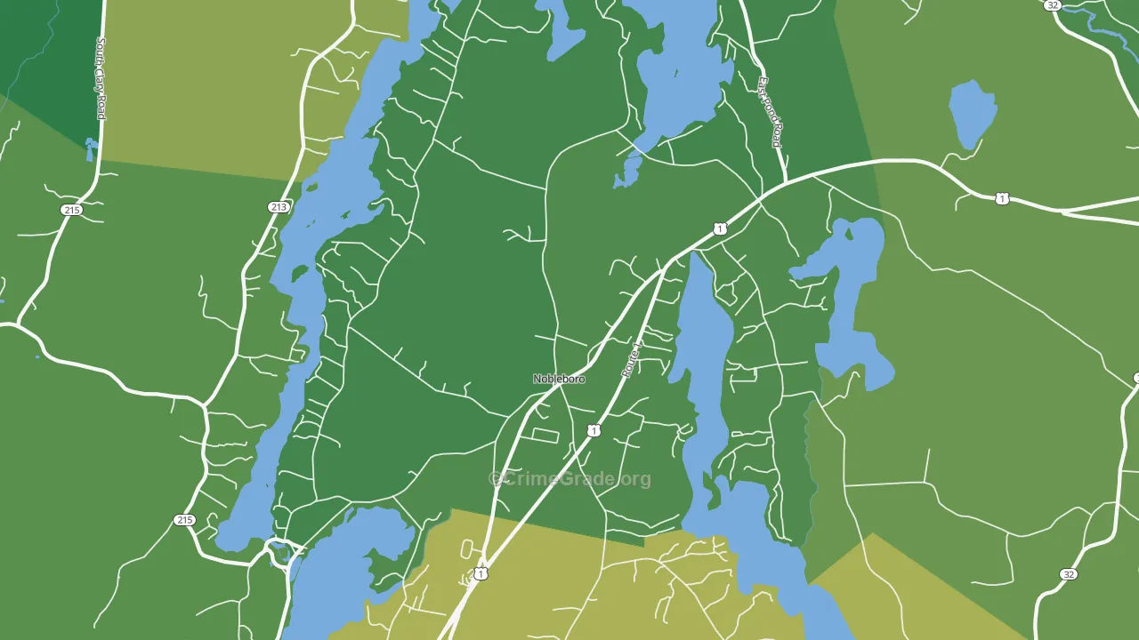 Nobleboro, ME Map of Vehicle Theft Rates