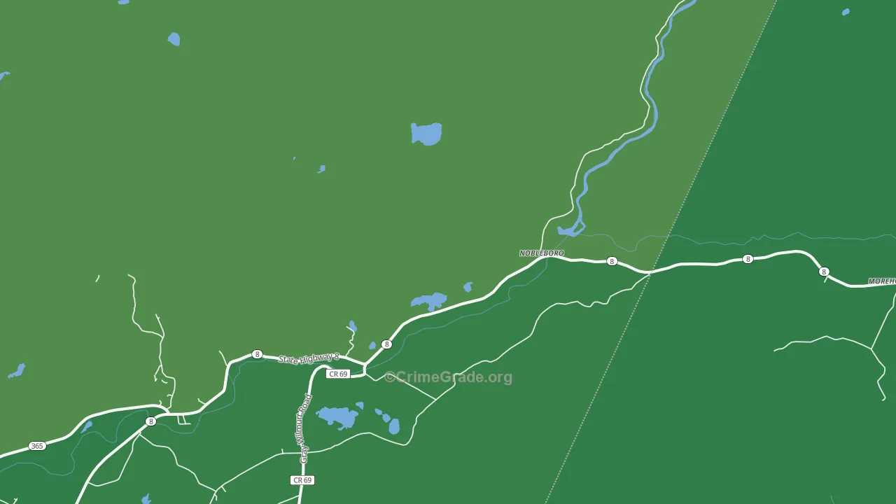 Nobleboro, NY Map of Vehicle Theft Rates