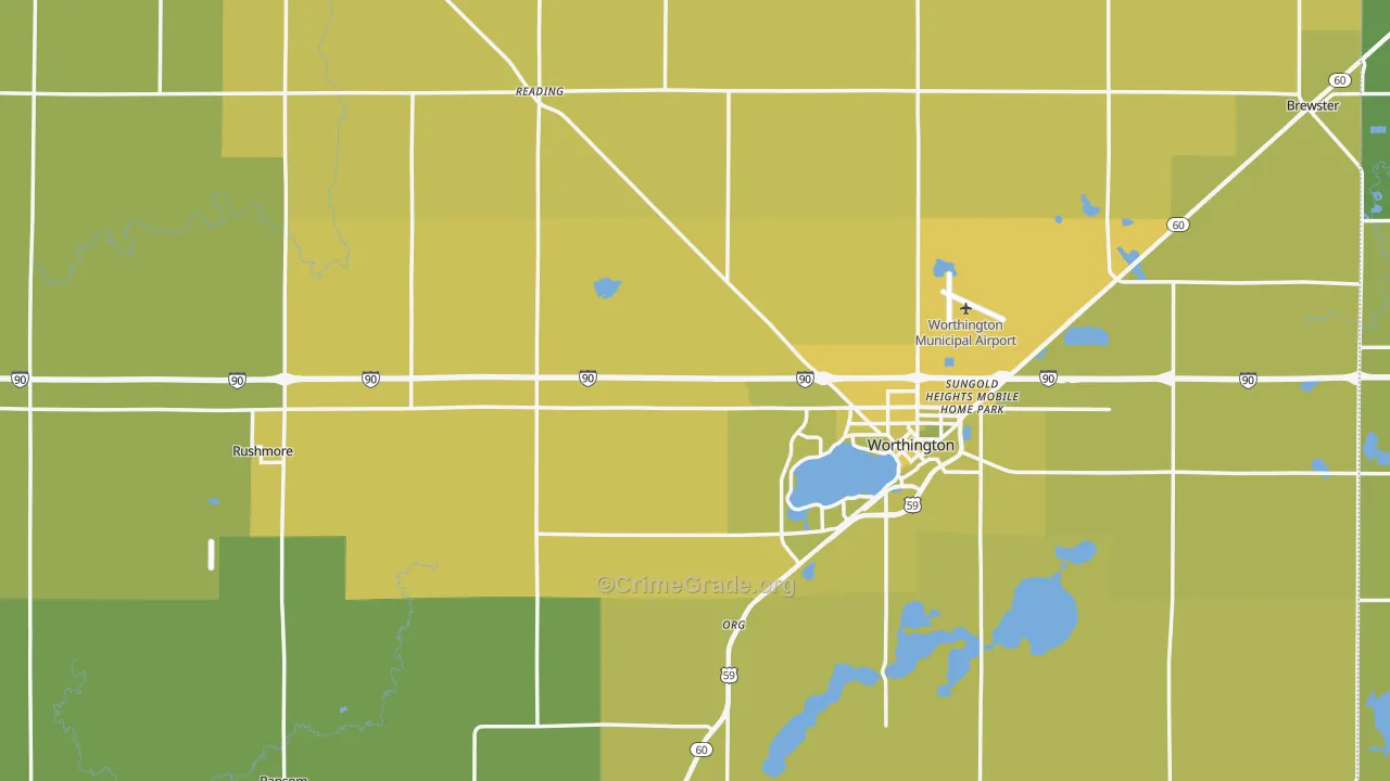 Nobles County, MN Map of Vehicle Theft Rates