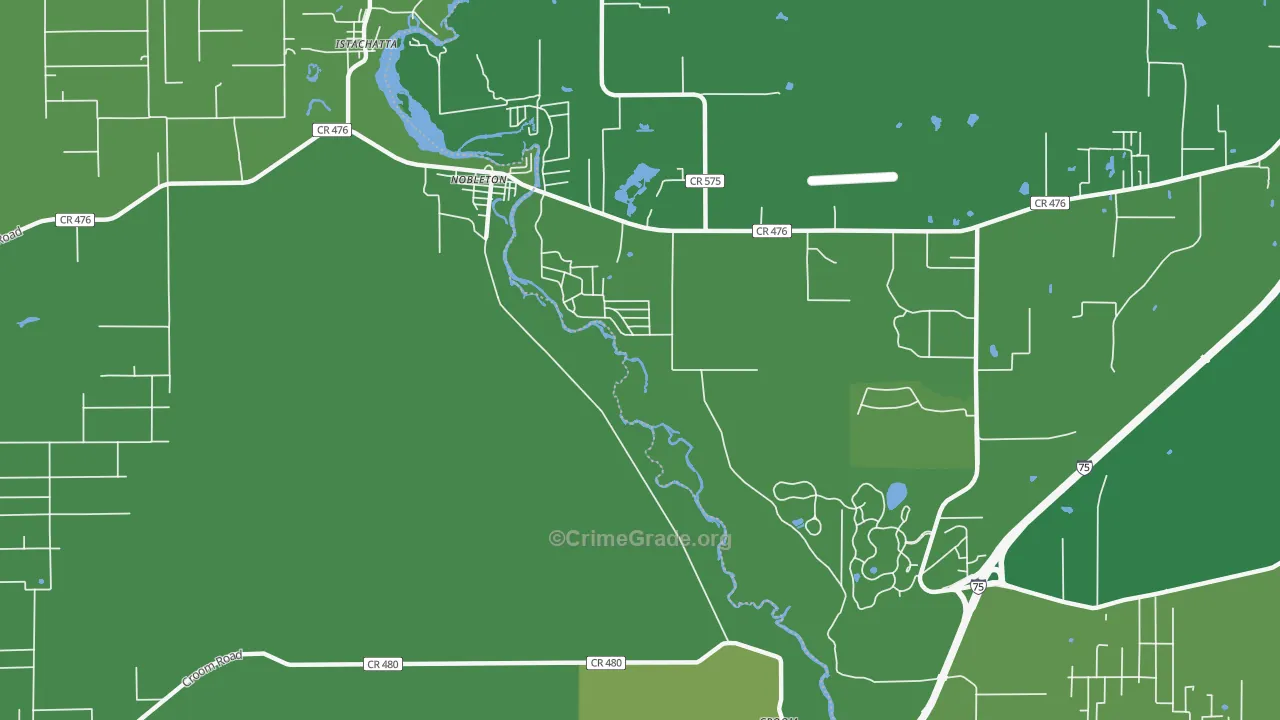 Nobleton, FL Map of Vehicle Theft Rates