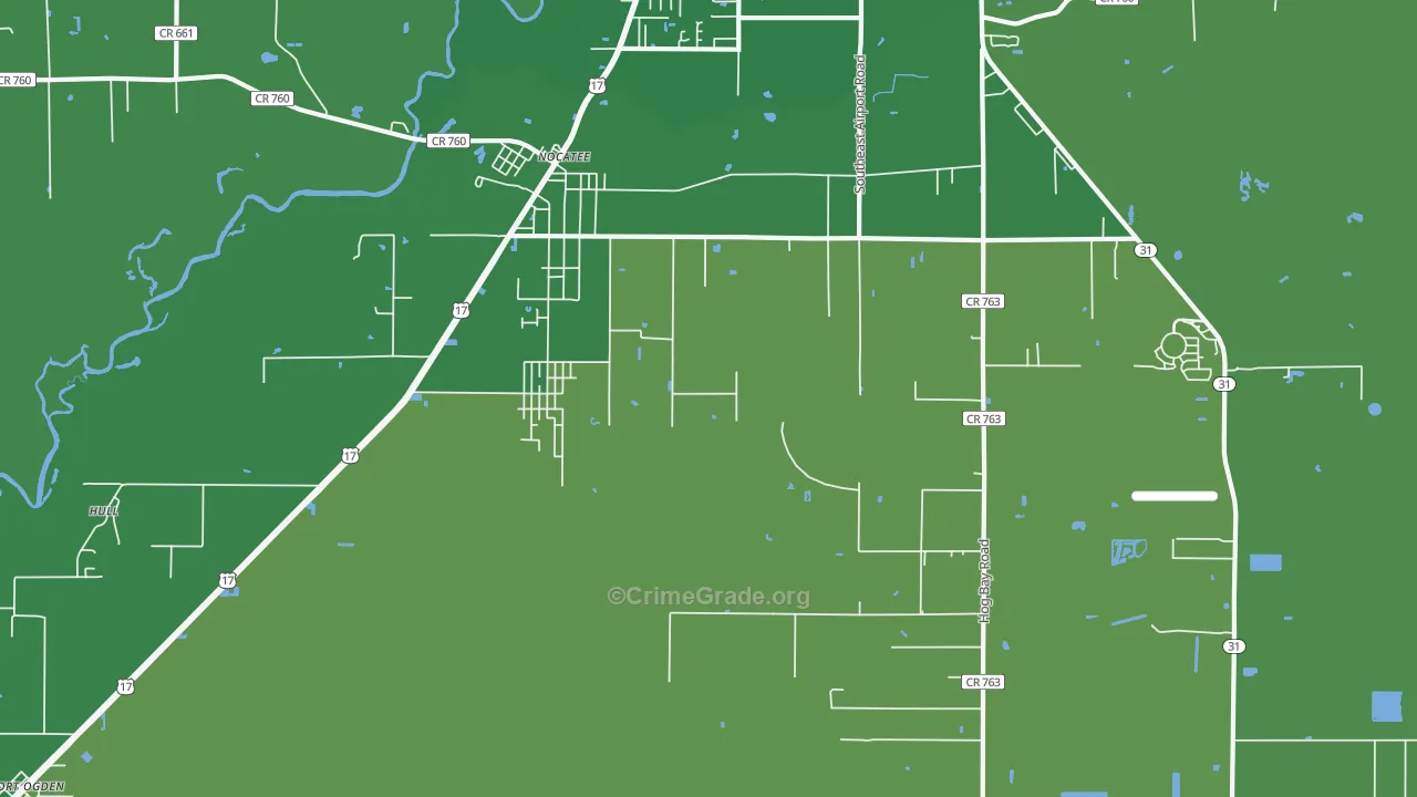 Nocatee, FL Map of Vehicle Theft Rates
