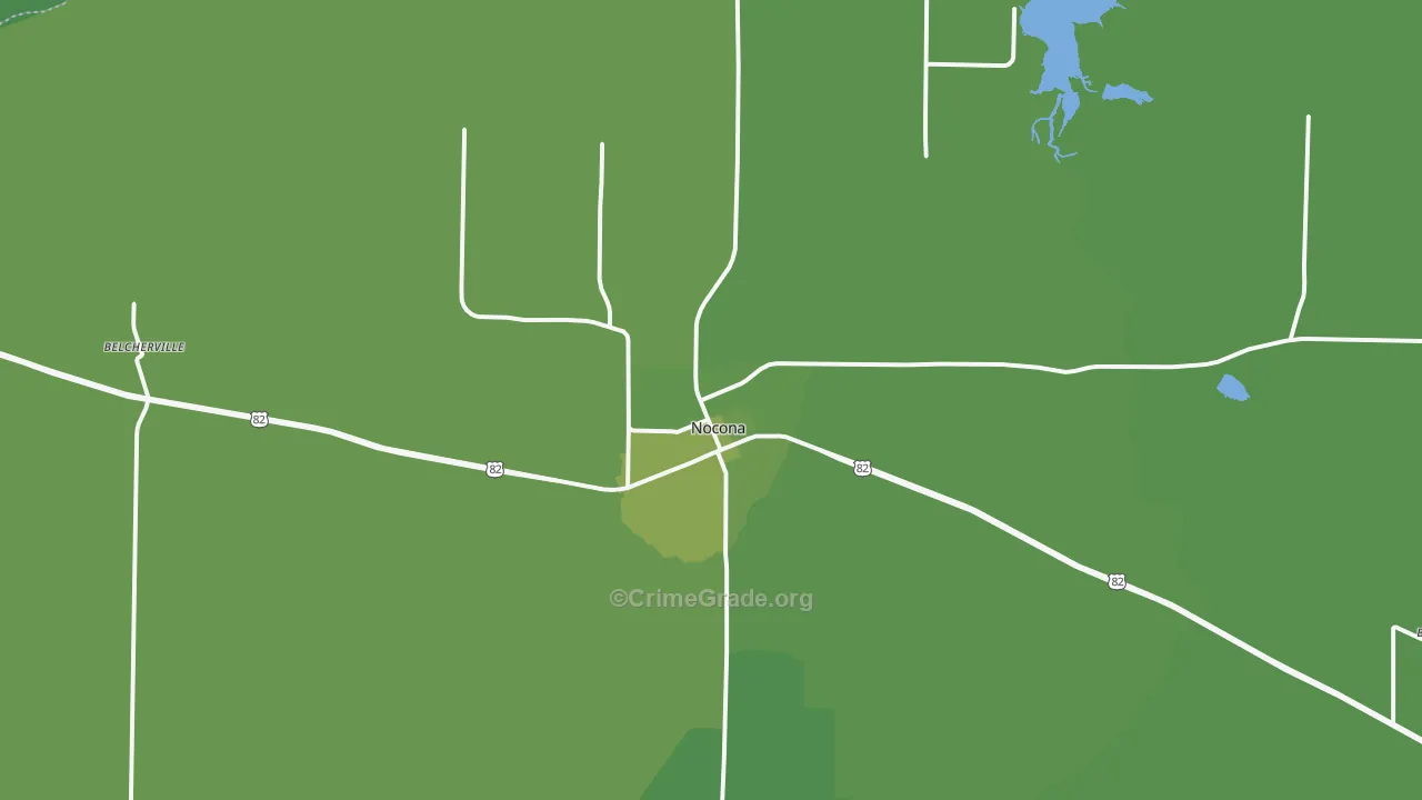 Nocona, TX Map of Vehicle Theft Rates