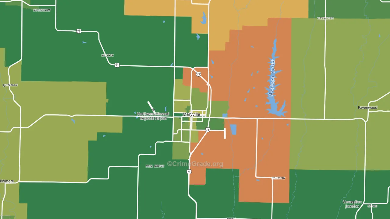 Nodaway County, MO Map of Vehicle Theft Rates