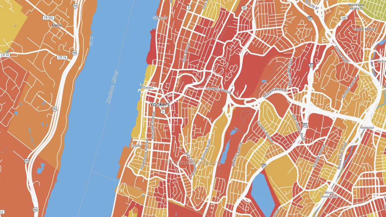 Nodine Hill, Yonkers, NY Map of Vehicle Theft Rates