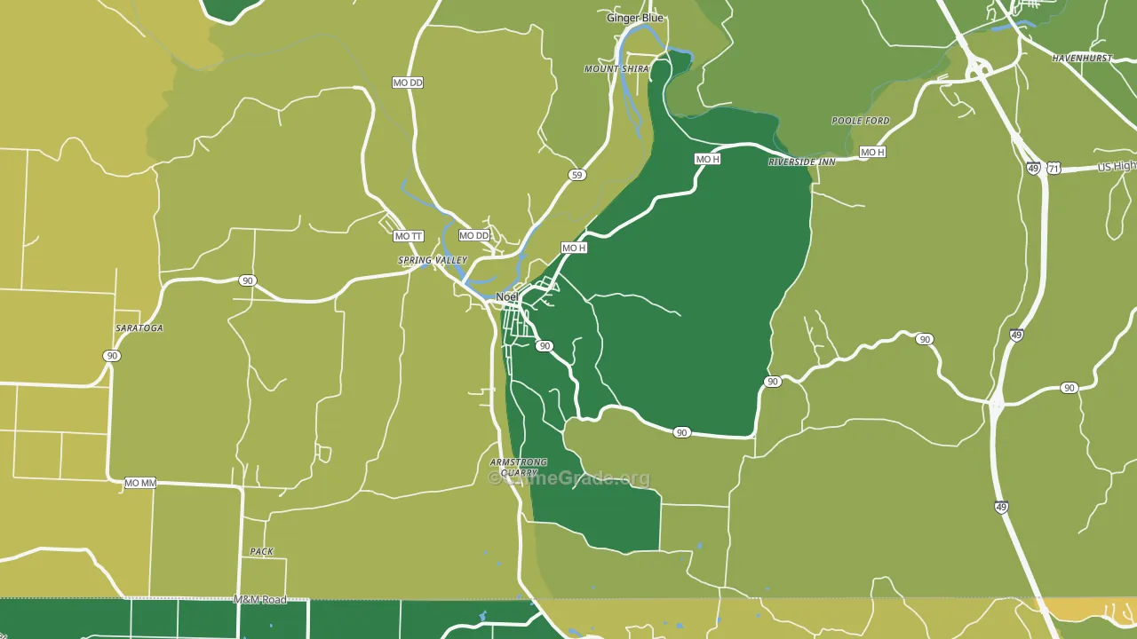 Noel, MO Map of Vehicle Theft Rates