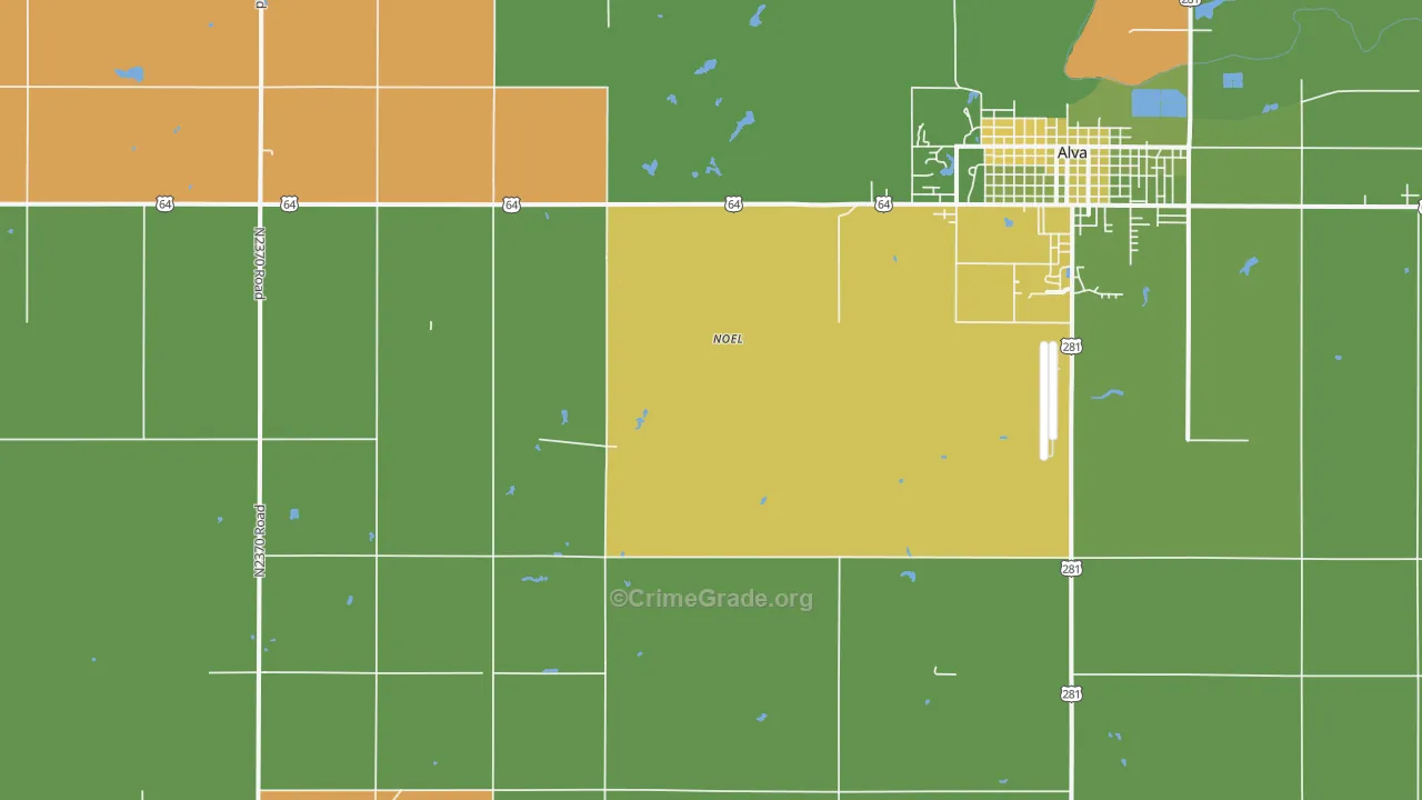Noel, OK Map of Vehicle Theft Rates