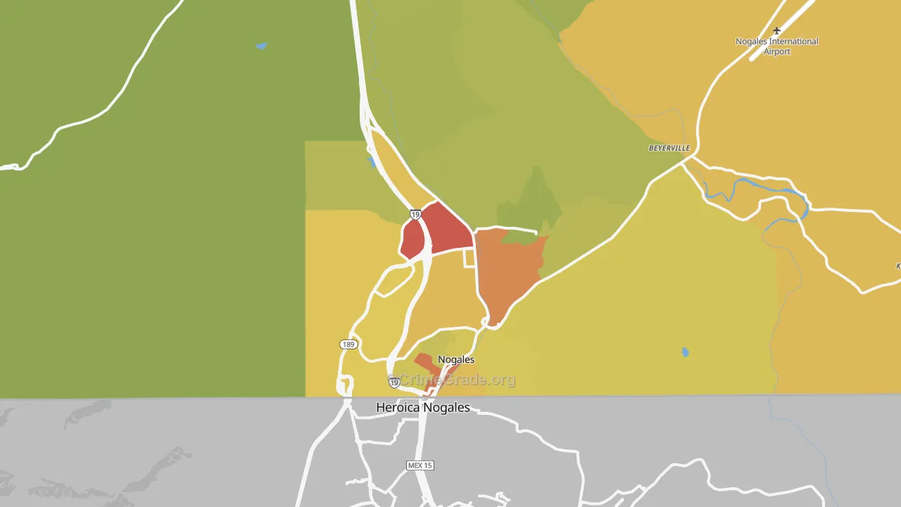 Nogales, AZ Map of Vehicle Theft Rates