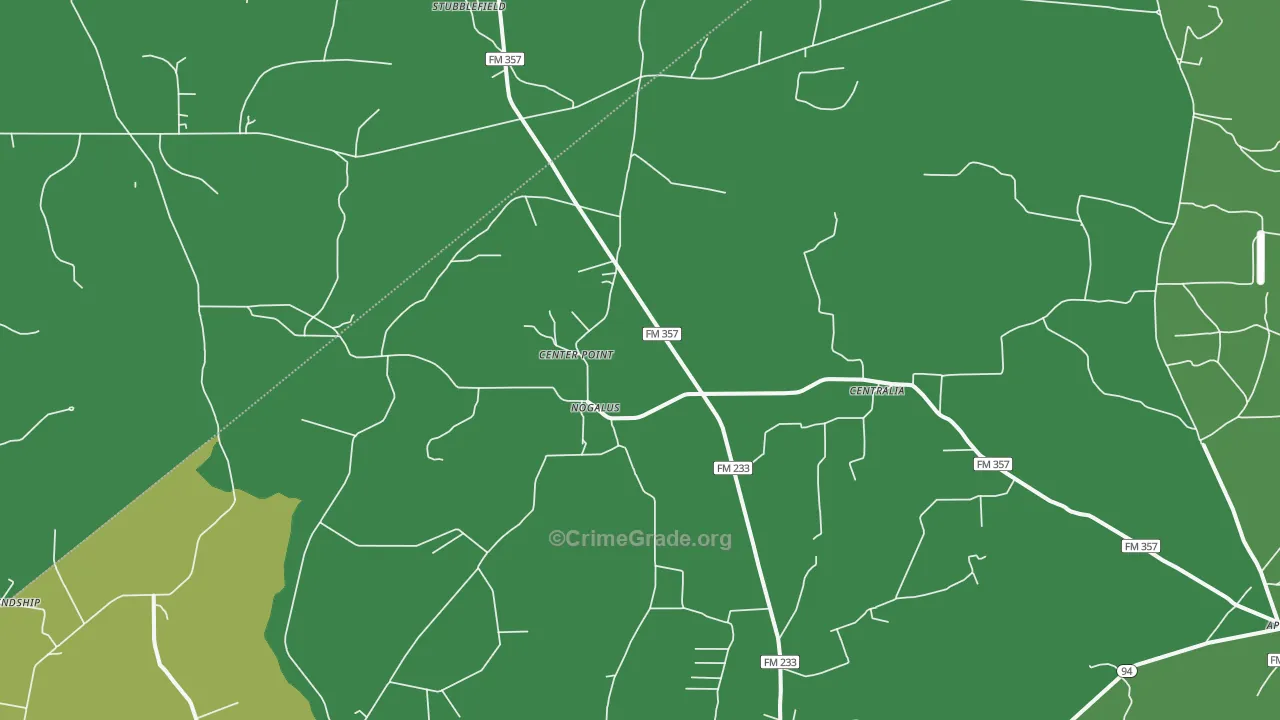 Nogalus, TX Map of Vehicle Theft Rates