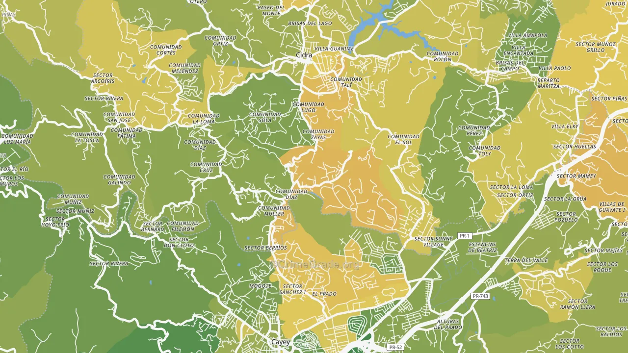 Nogueras, PR Map of Vehicle Theft Rates