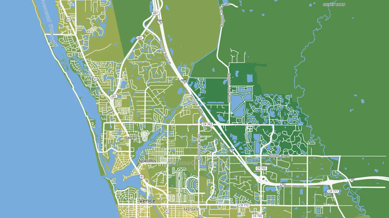 Nokomis, FL Map of Vehicle Theft Rates