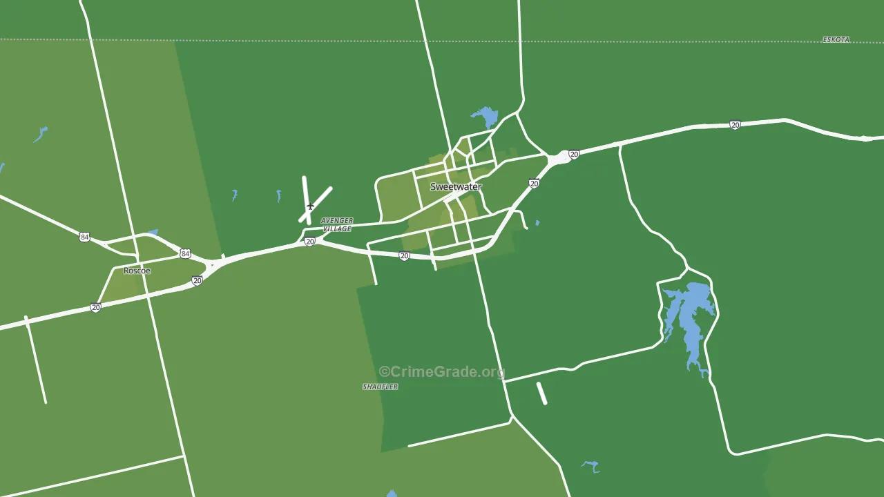 Nolan County, TX Map of Vehicle Theft Rates