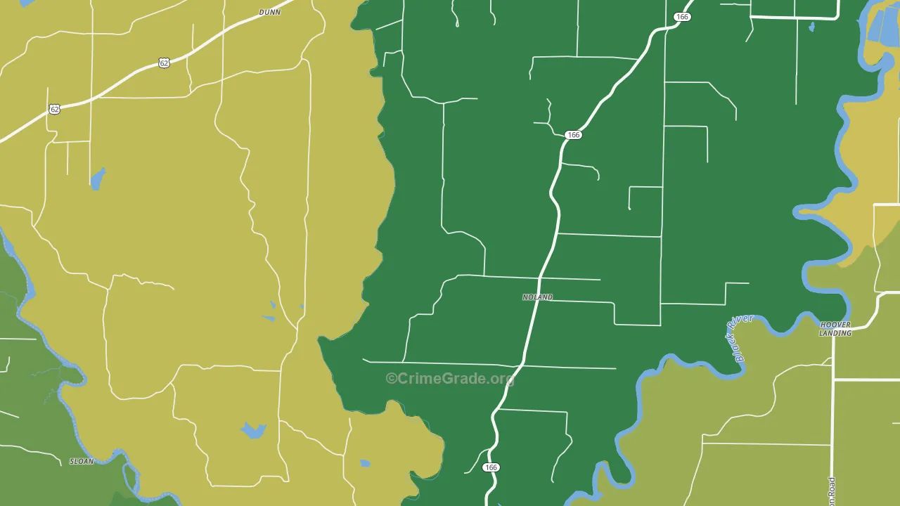 Noland, AR Map of Vehicle Theft Rates