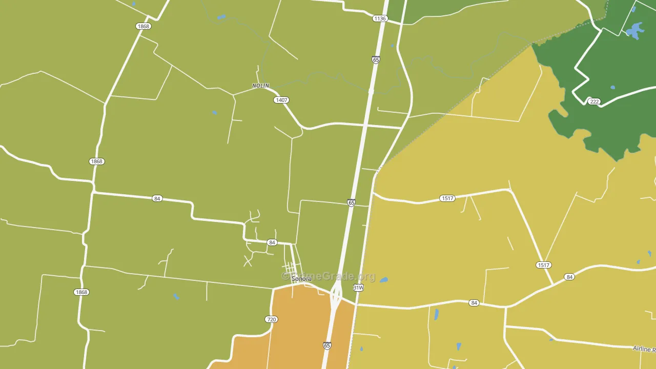 Nolin, KY Map of Vehicle Theft Rates