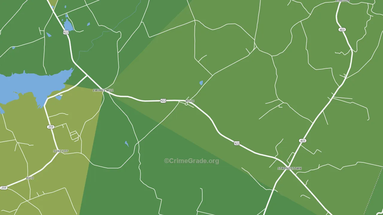 Nolo, PA Map of Vehicle Theft Rates