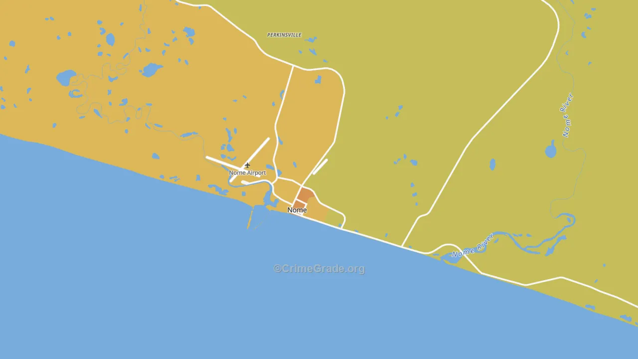Nome, AK Map of Vehicle Theft Rates