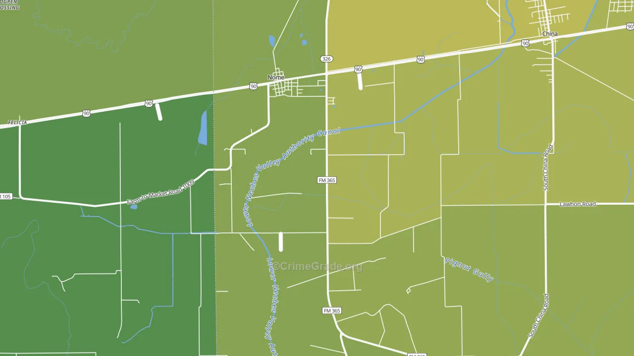 Nome, TX Map of Vehicle Theft Rates