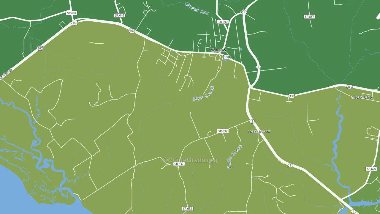 Nomini Grove, VA Map of Vehicle Theft Rates