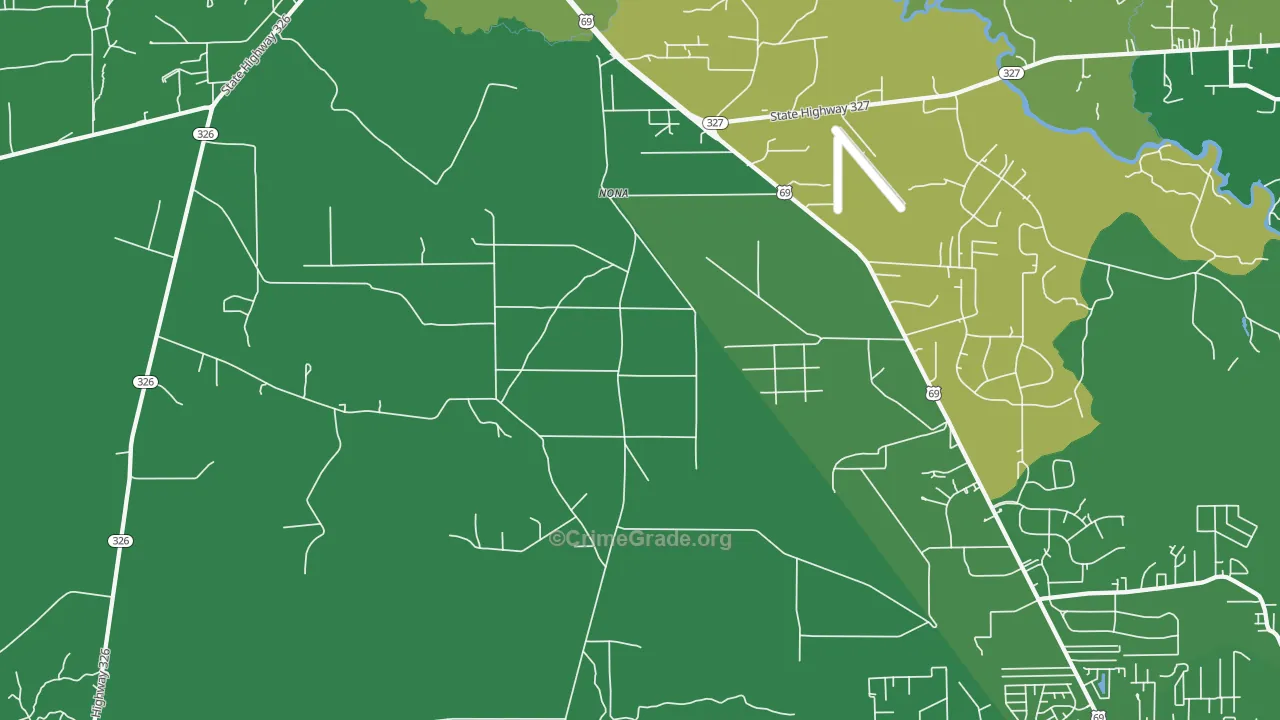 Nona, TX Map of Vehicle Theft Rates