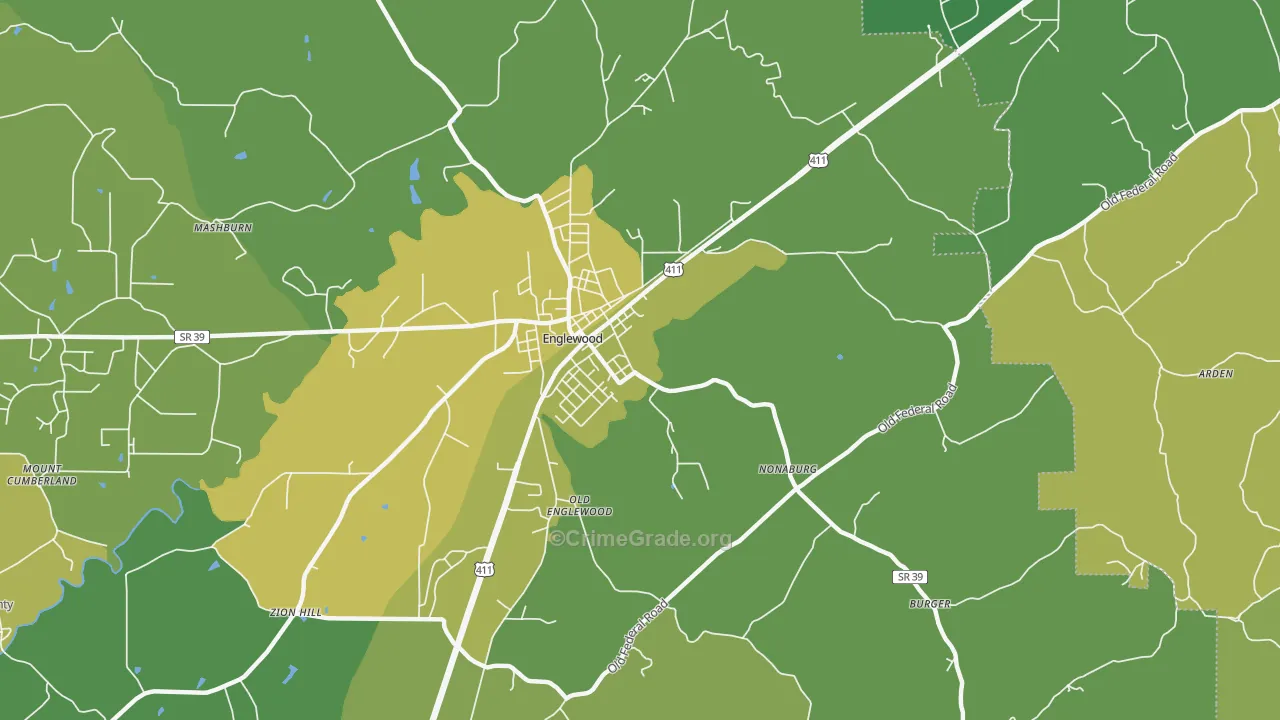 Nonaburg, TN Map of Vehicle Theft Rates