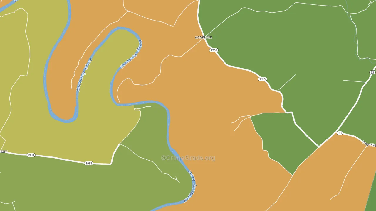 Nonesuch, KY Map of Vehicle Theft Rates