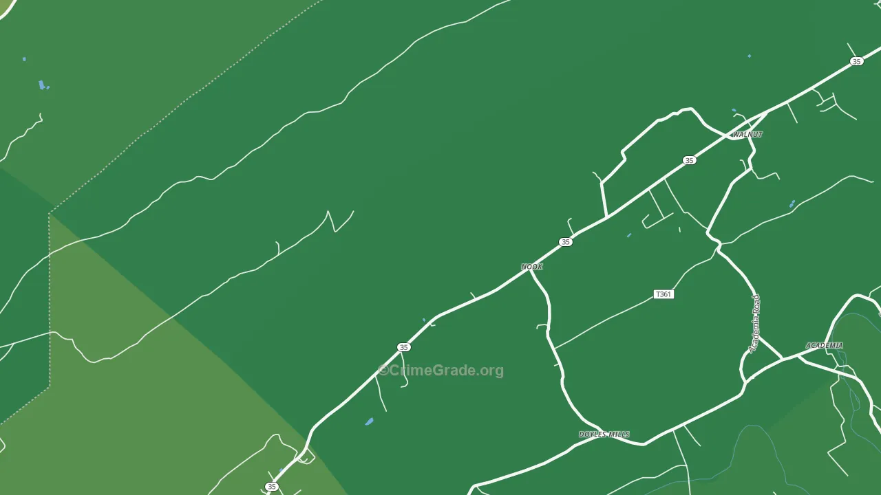 Nook, PA Map of Vehicle Theft Rates