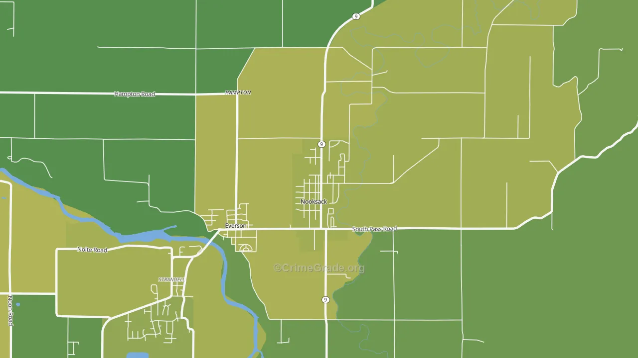 Nooksack, WA Map of Vehicle Theft Rates