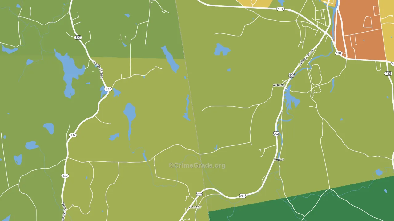 Noone, NH Map of Vehicle Theft Rates