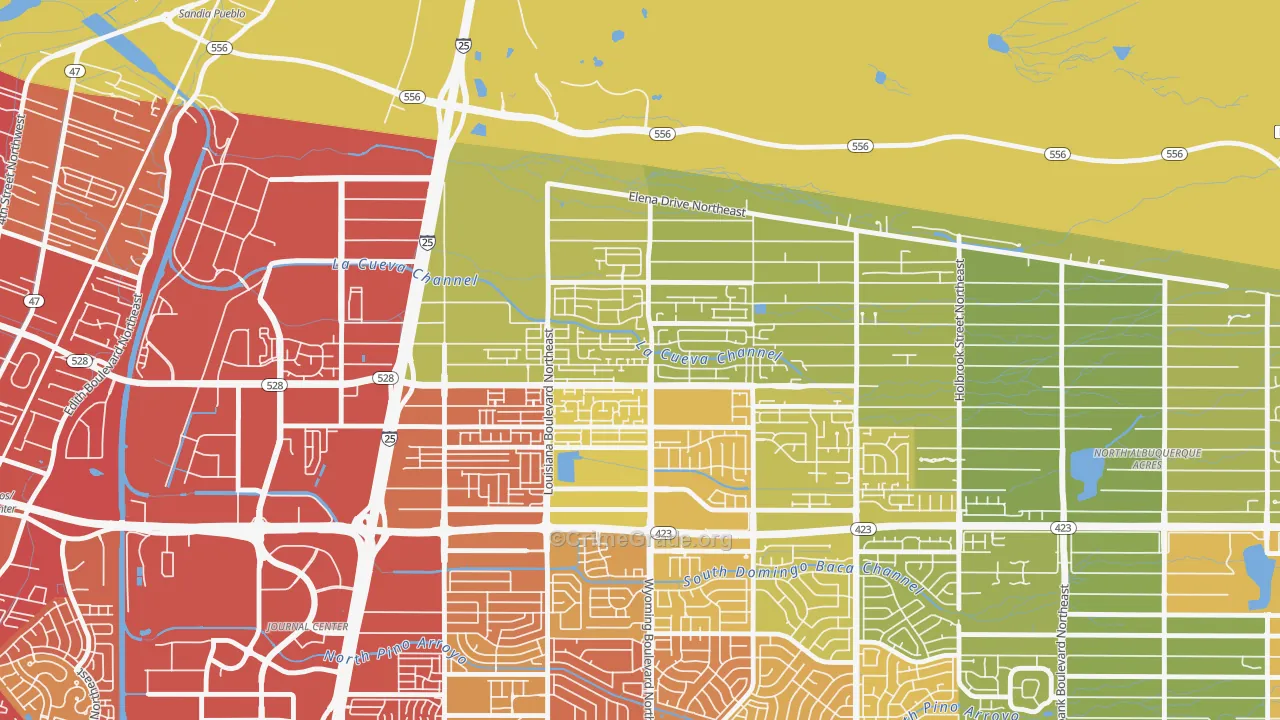 Nor Este, Albuquerque, NM Map of Vehicle Theft Rates