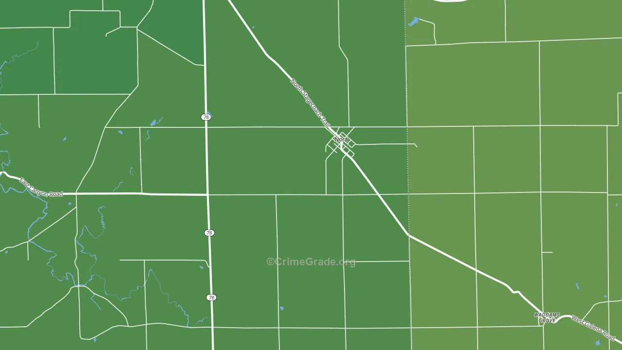 Nora, IL Map of Vehicle Theft Rates