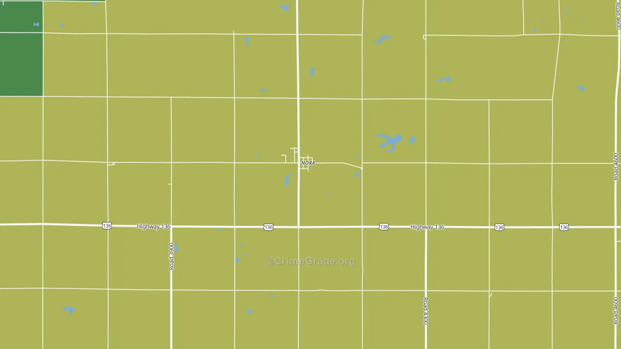 Nora, NE Map of Vehicle Theft Rates