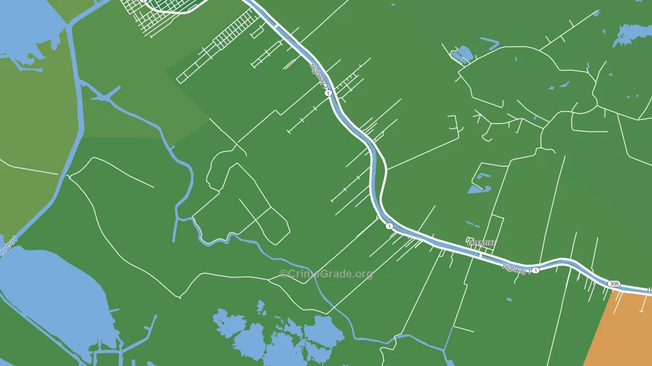 Norah, LA Map of Vehicle Theft Rates