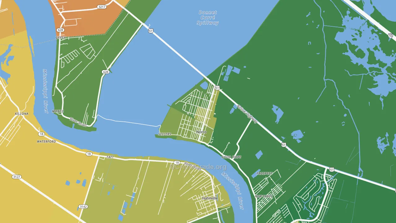 Norco, LA Map of Vehicle Theft Rates