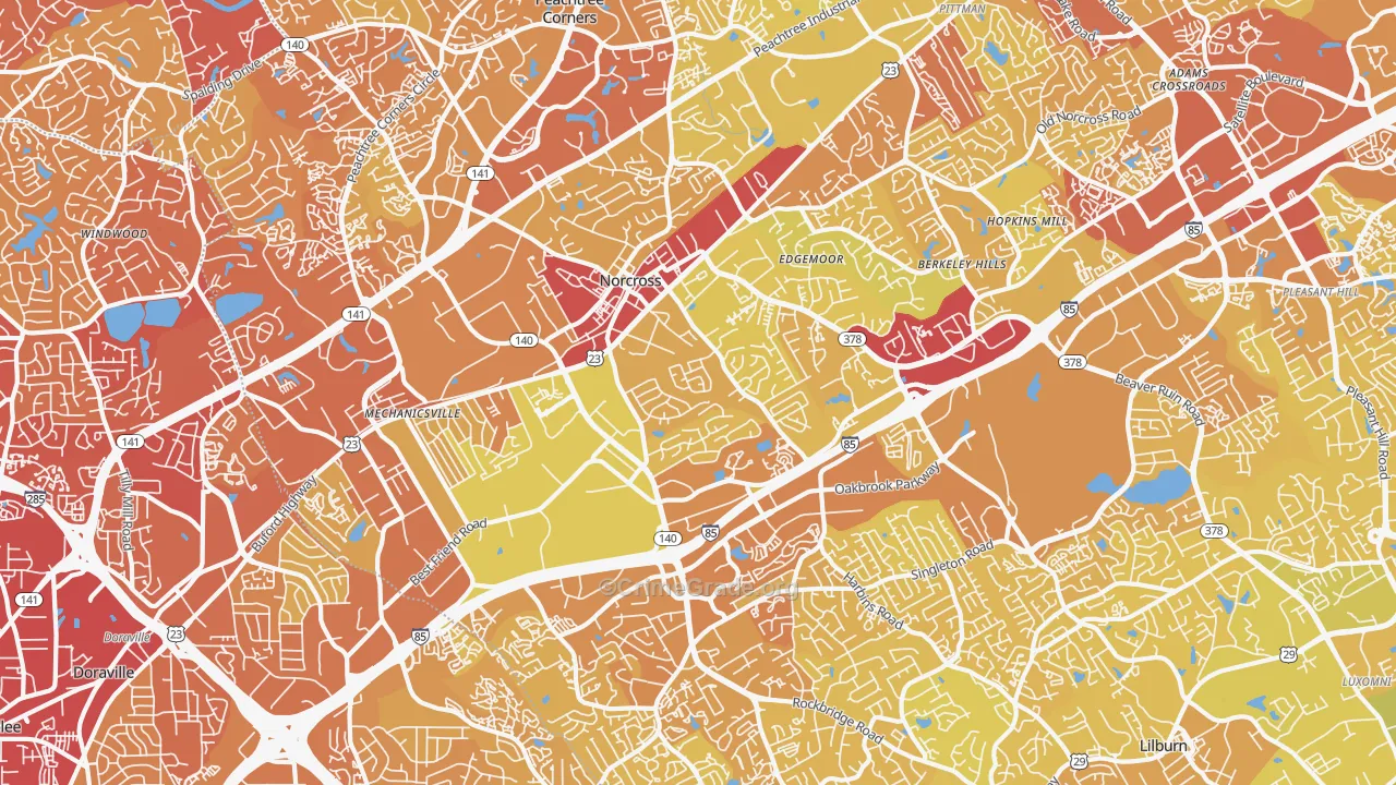 Norcross, GA Map of Vehicle Theft Rates