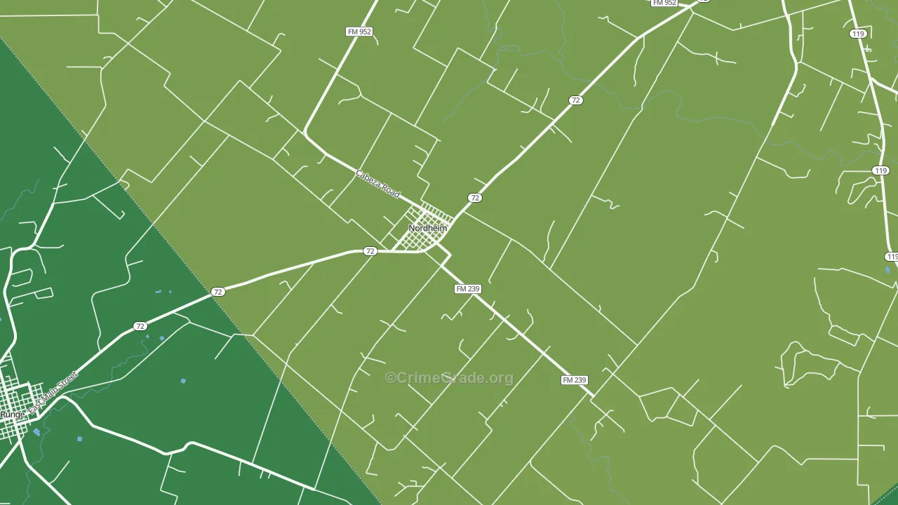 Nordheim, TX Map of Vehicle Theft Rates