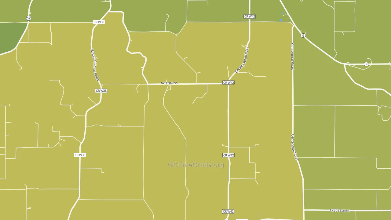 Nordness, IA Map of Vehicle Theft Rates