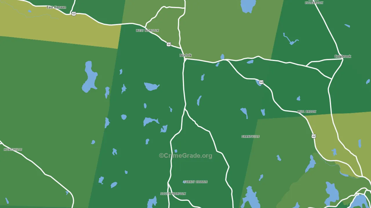 Norfolk, CT Map of Vehicle Theft Rates