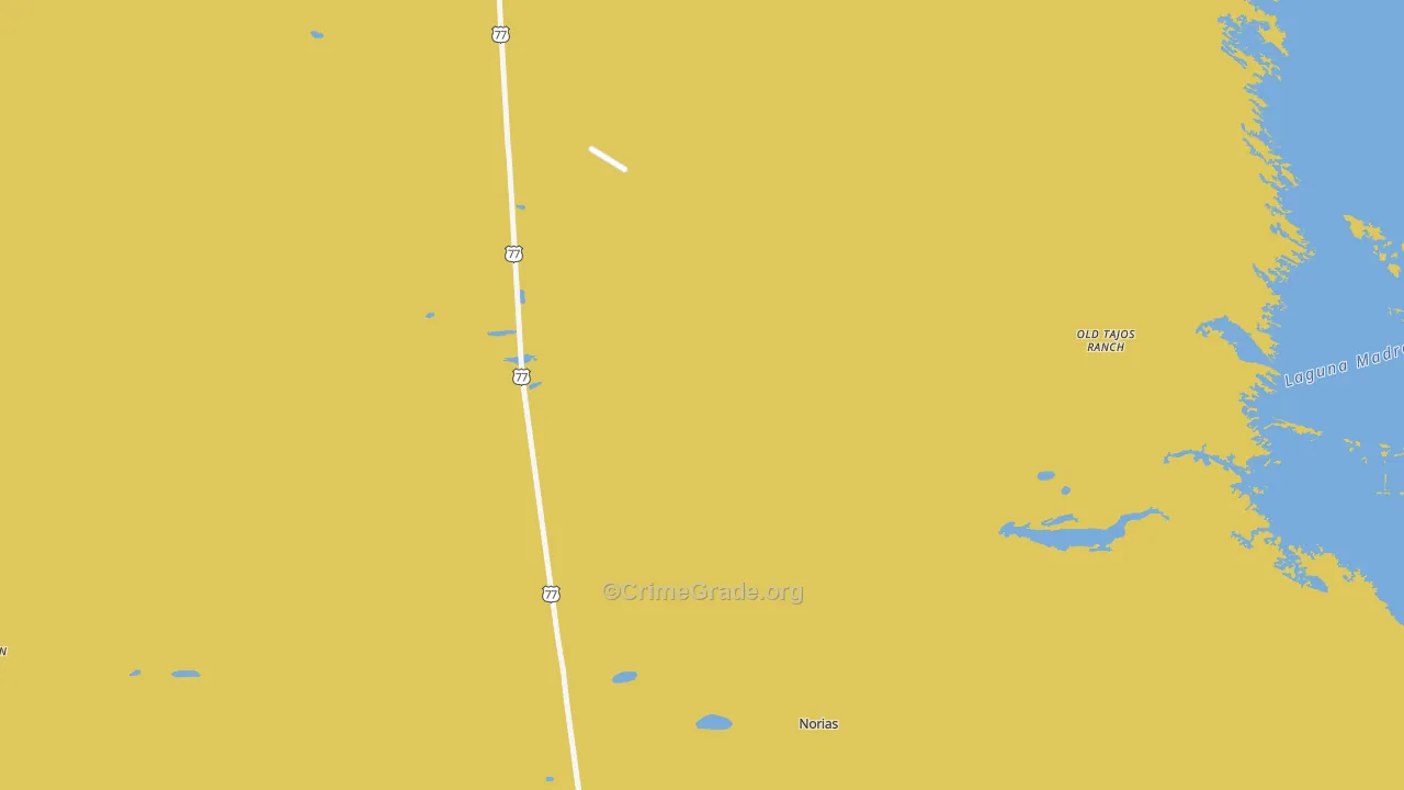 Norias, TX Map of Vehicle Theft Rates