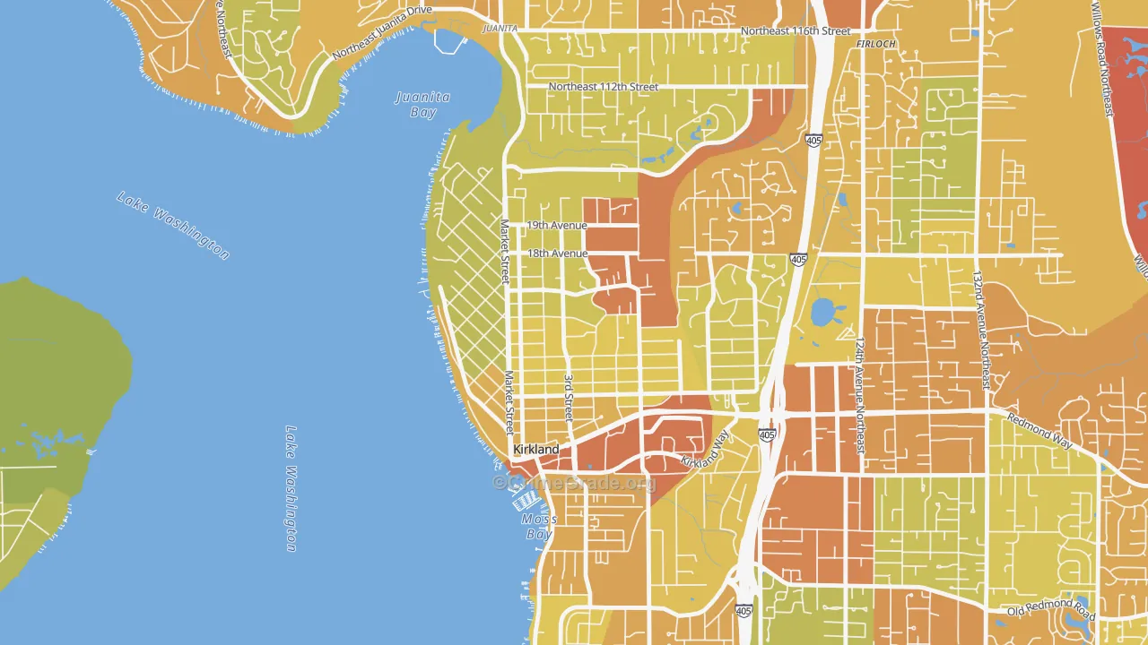 Norkirk, Kirkland, WA Map of Vehicle Theft Rates