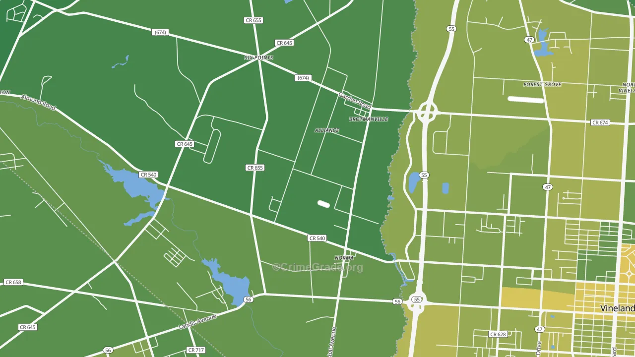 Norma, NJ Map of Vehicle Theft Rates