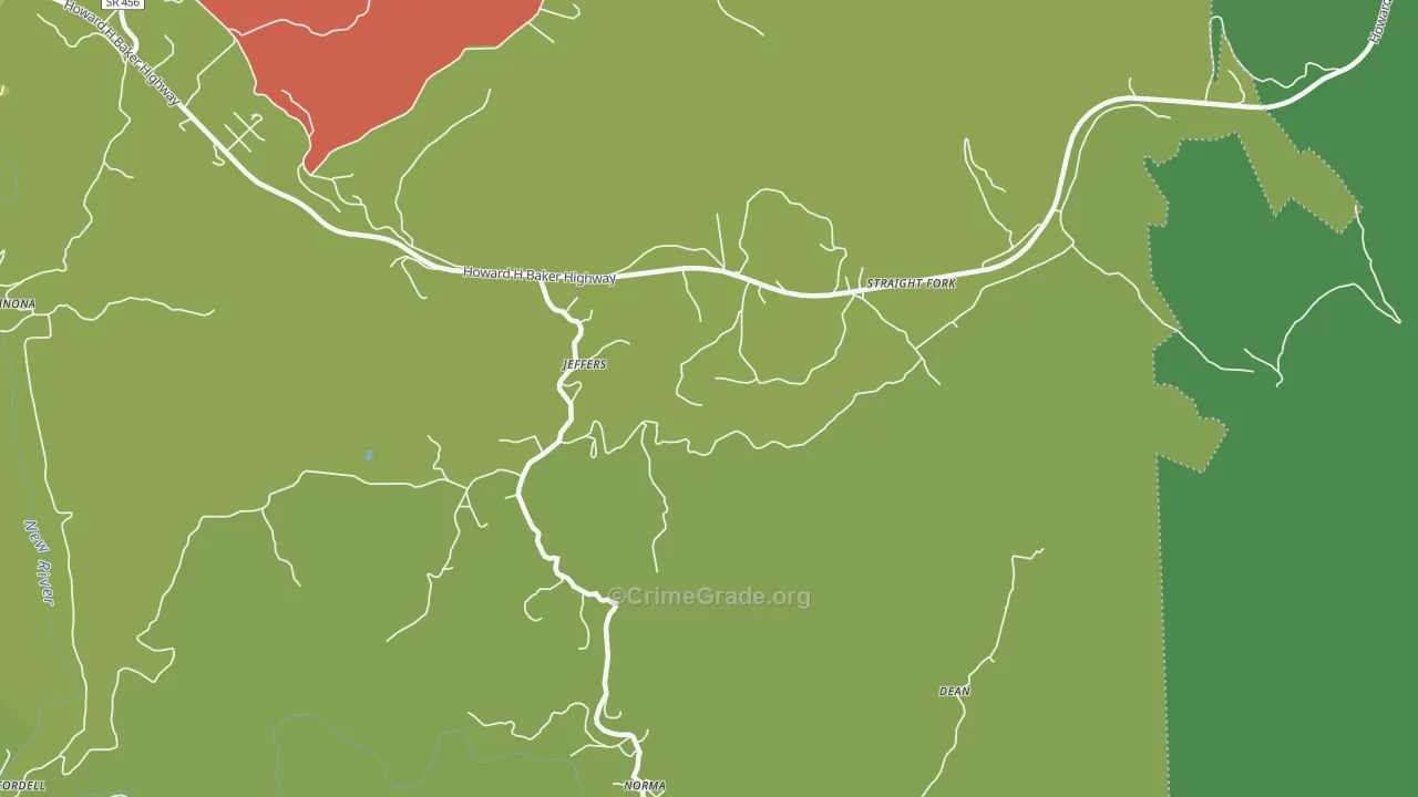 Norma, TN Map of Vehicle Theft Rates