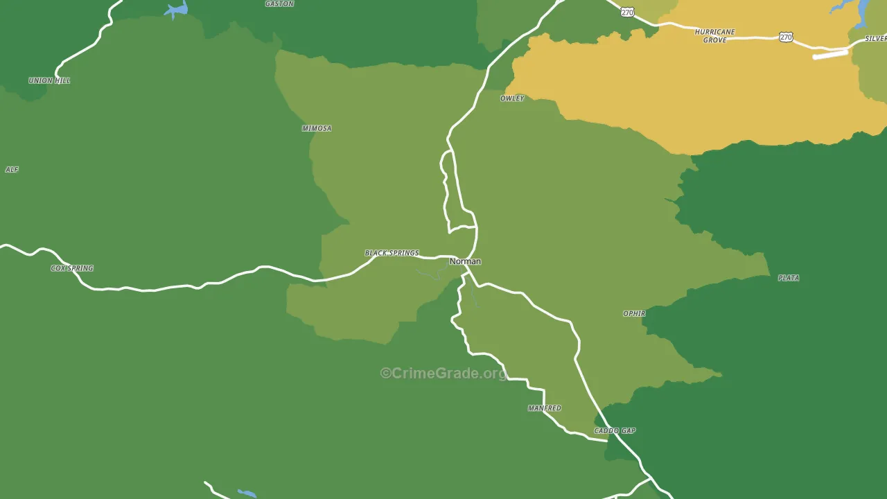 Norman, AR Map of Vehicle Theft Rates