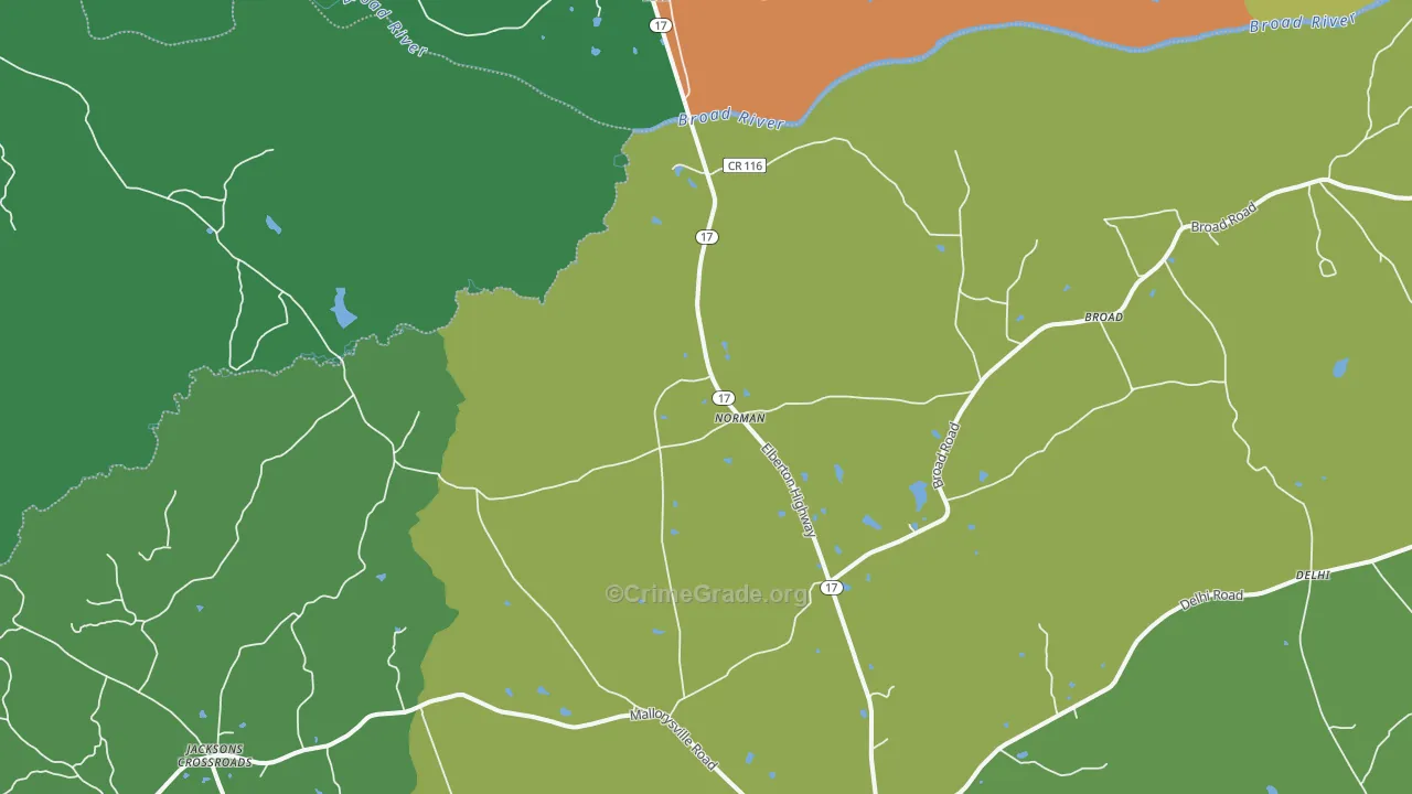 Norman, GA Map of Vehicle Theft Rates