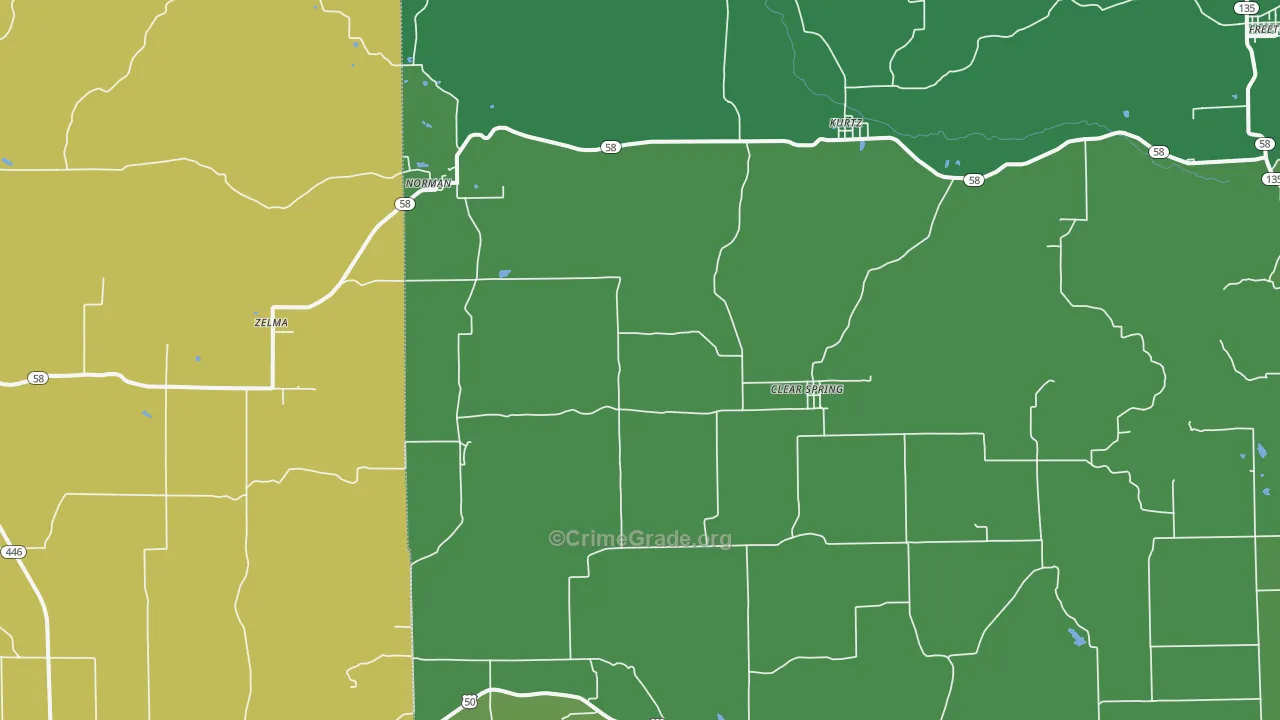 Norman, IN Map of Vehicle Theft Rates