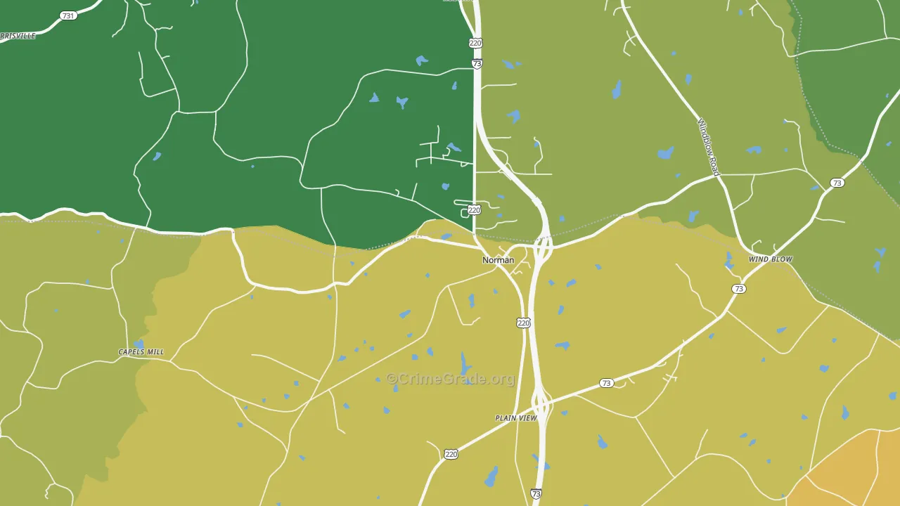 Norman, NC Map of Vehicle Theft Rates