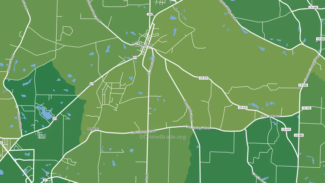 Norman Park, GA Map of Vehicle Theft Rates