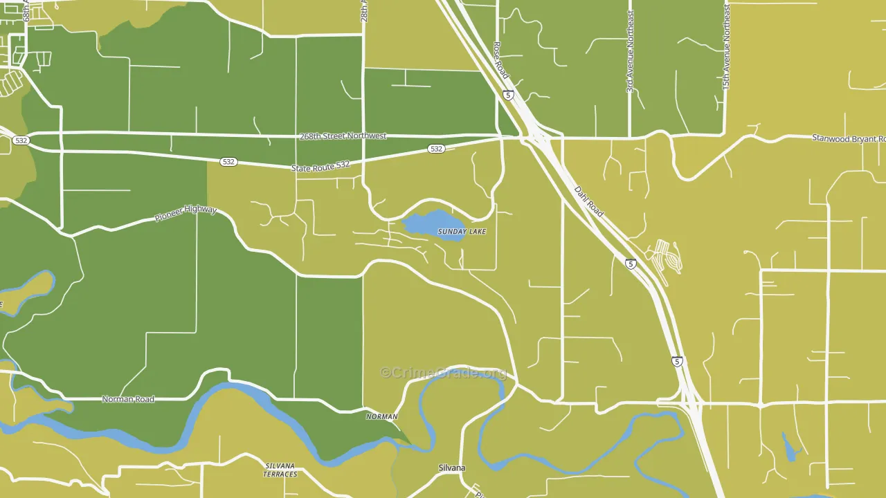 Norman, WA Map of Vehicle Theft Rates
