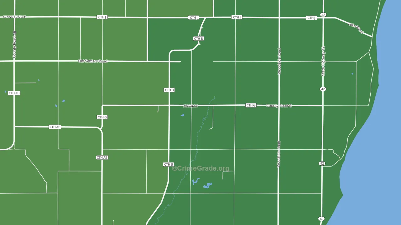 Norman, WI Map of Vehicle Theft Rates