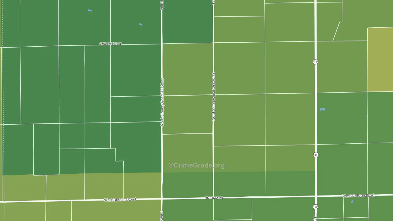 Normanda, IN Map of Vehicle Theft Rates