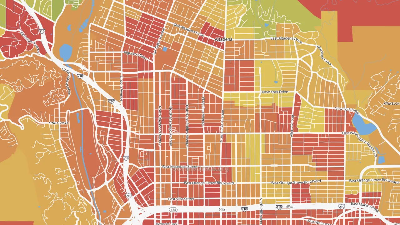 Normandie Heights, Pasadena, CA Map of Vehicle Theft Rates